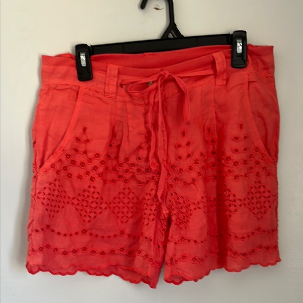 Beulah Pink High Waist Shorts with Eyelet Design. size Medium